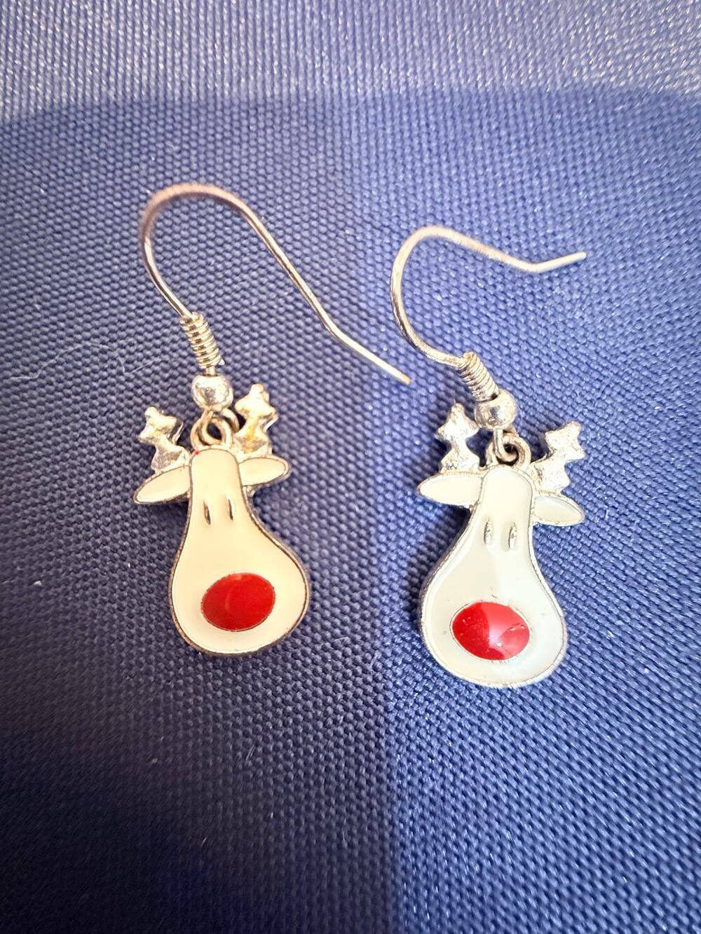 Christmas Reindeer Red Nose Enamel Hook Dangle Earrings